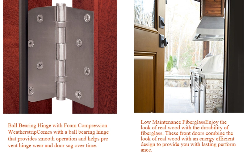 High Quality Fiberglass Door with Wood Grain Exterior Moulded Door with Fire Rated Board Core