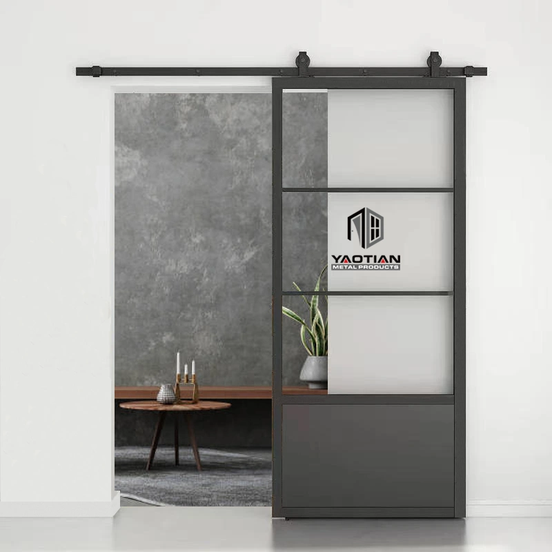 Modern Heavy Duty Residential Black Mirrored Glass Interior Door