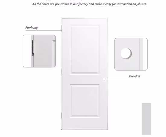 Canada Distribution 30X80 Hollow Core Flush Berkeley Design HDF-geformte Tür